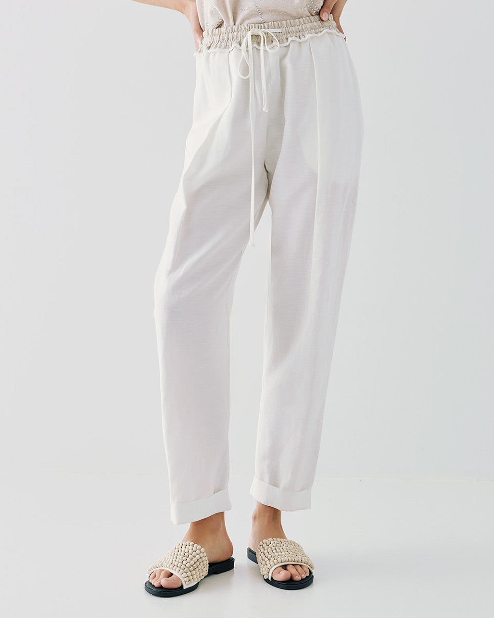 ACCESS - Turn Up Pants - Off White