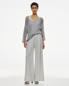 ACCESS - Metallic Mesh Pants - Silver