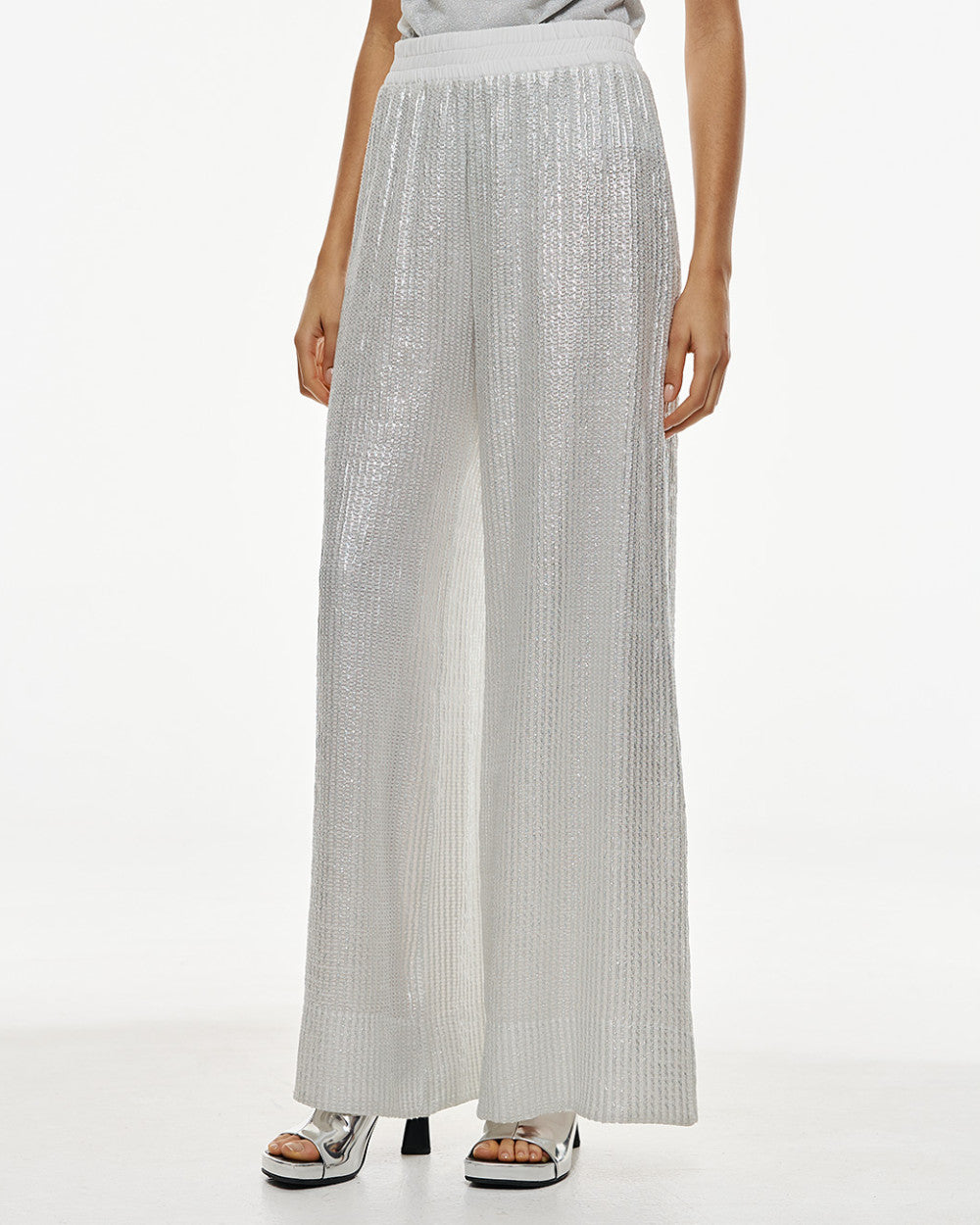 ACCESS - Metallic Mesh Pants - Silver