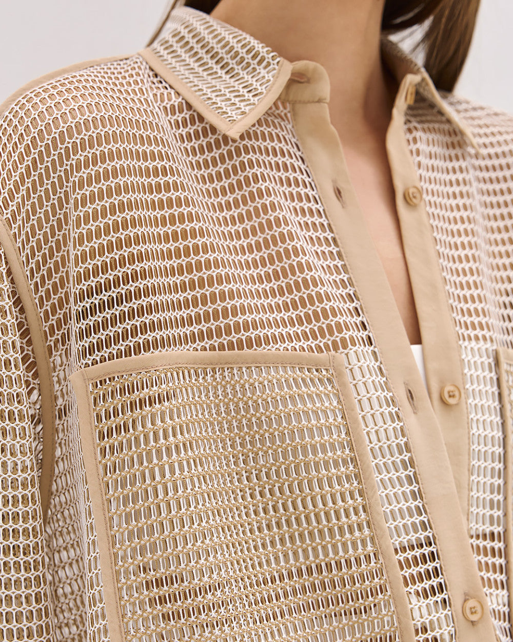 ACCESS - Mesh Shirt - Beige