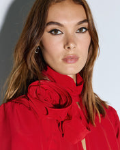 Load image into Gallery viewer, ACCESS - High Neck Blouse with Flower - Red
