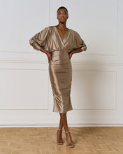Load image into Gallery viewer, ACCESS - Ruched Midi Dress - Champagne
