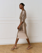Load image into Gallery viewer, ACCESS - Ruched Midi Dress - Champagne
