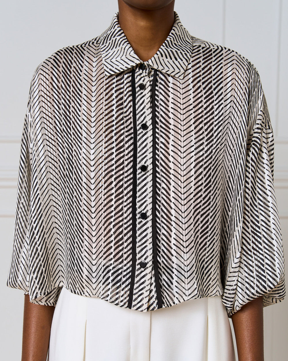 ACCESS - Cropped Printed Shirt - White