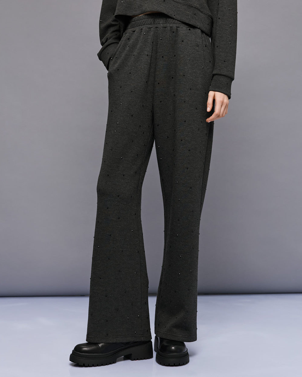 ACCESS - Sweatpants with Rhinestones - Coal