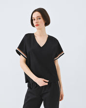 Load image into Gallery viewer, ACCESS - V Neck Top with Sports Luxe Trim - Black
