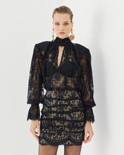 Load image into Gallery viewer, ACCESS - Lace Blouse with Tie Neck - Black
