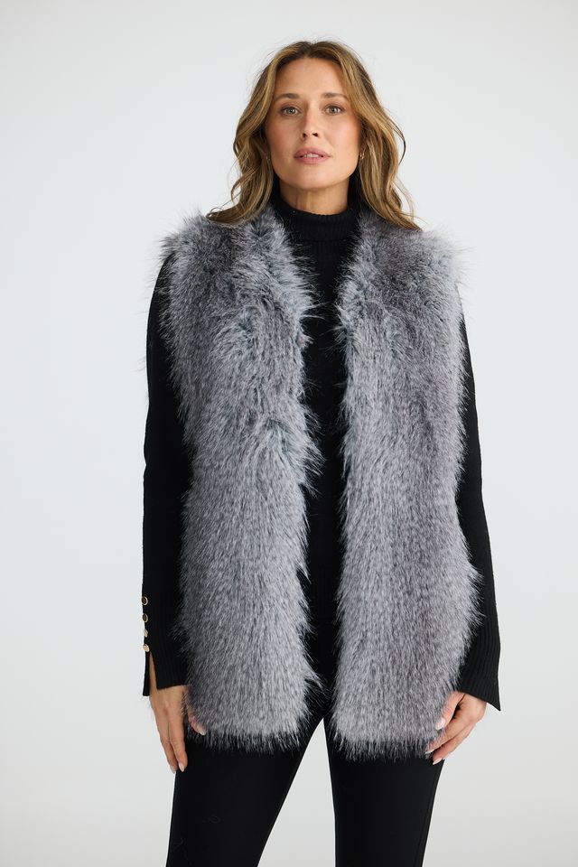 Brave & True - Aspen Fur Gilet - Grey Speckle