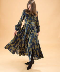 Anonyme Quincy Donatella Long Dress ~ Navy/Olive