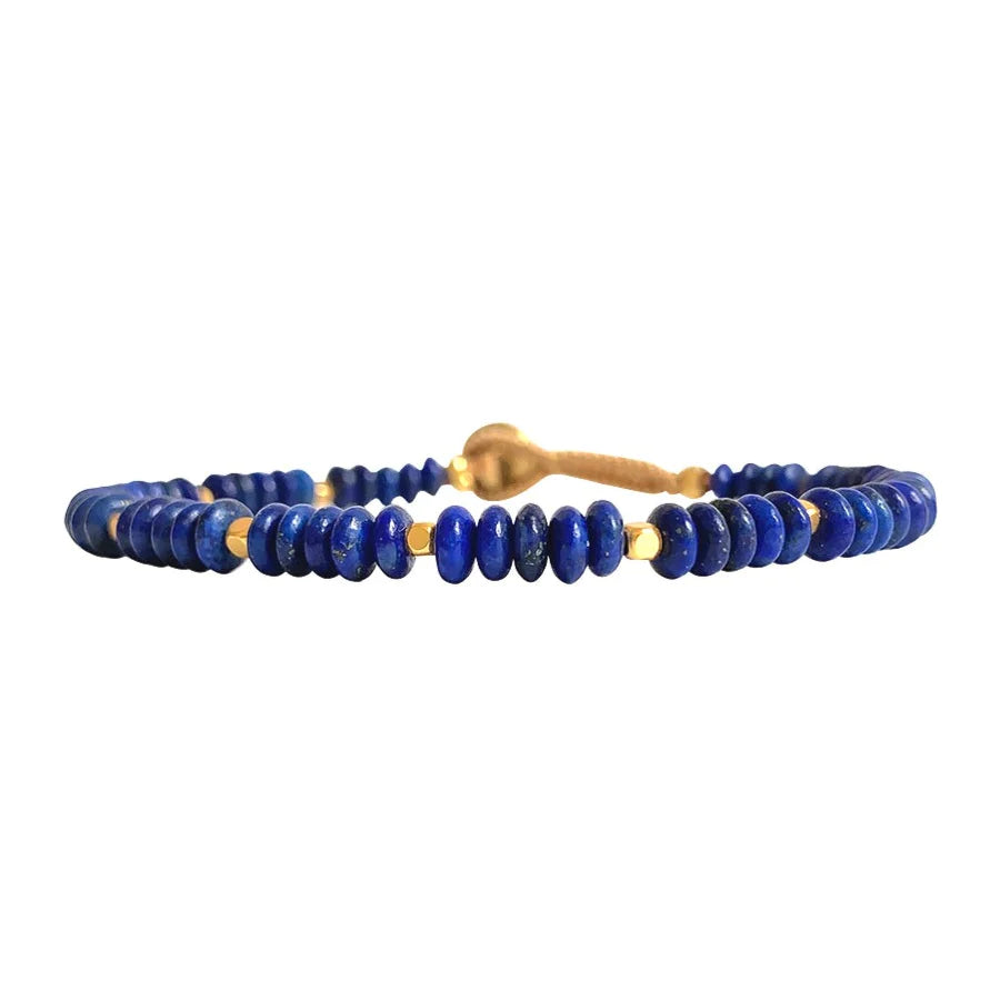 IBU - BR03 Lulu Wood Bracelet - Blue Rondelle