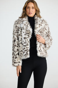 Brave & True - Bertoli Faux Fur Jacket - Grey Leopard