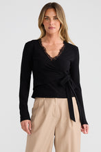 Load image into Gallery viewer, Brave&amp; True - Brigitte Wrap Top - Black
