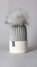 Load image into Gallery viewer, Luxy ~ Harley Faux Fur Pom Pom Hat - Grey/Winter White
