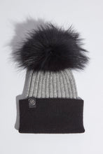 Load image into Gallery viewer, Luxy ~ Harley Faux Fur Pom Pom Hat - Grey/Black
