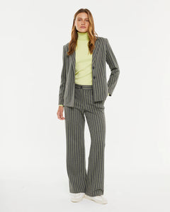 PAZ TORRAS - Pinstripe Blazer - Grey/Amarillo