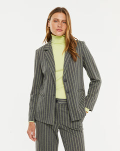 PAZ TORRAS - Pinstripe Blazer - Grey/Amarillo