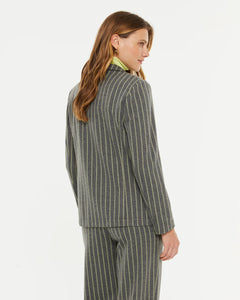 PAZ TORRAS - Pinstripe Blazer - Grey/Amarillo