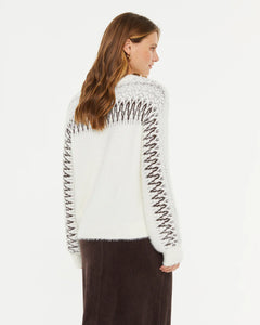 PAZ TORRAS - Fluffy Sweater with Metallic Detail - White