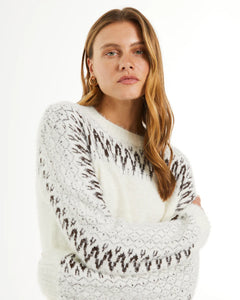 PAZ TORRAS - Fluffy Sweater with Metallic Detail - White