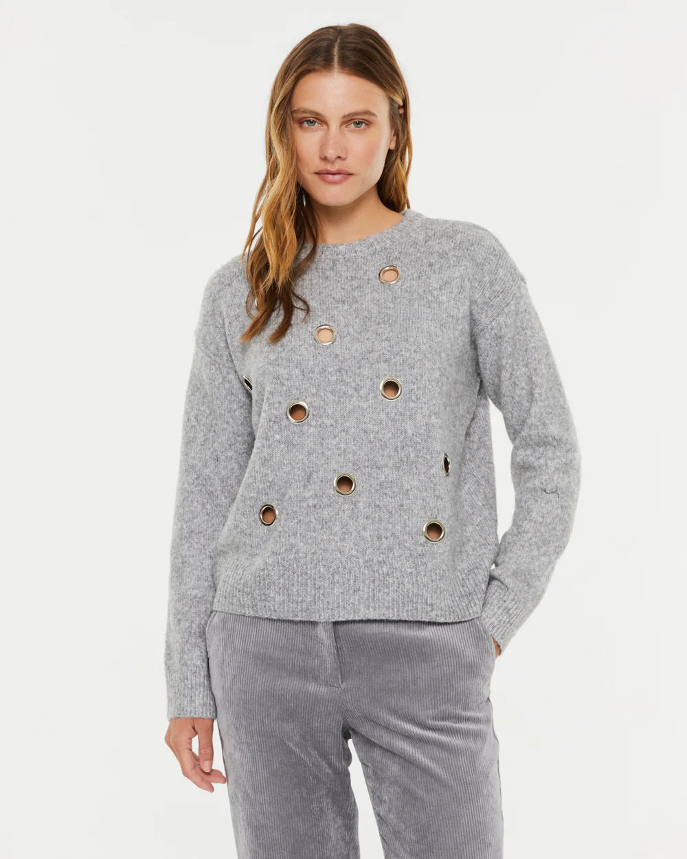 PAZ TORRAS - Eyelet Sweater - Grey