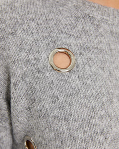 PAZ TORRAS - Eyelet Sweater - Grey