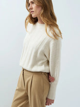 Load image into Gallery viewer, YAYA - Rib Batwing Sweater with Drawstring - Off White Melange
