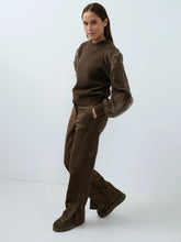 Load image into Gallery viewer, YAYA - Suedine Wide Leg Trouser - Slate Black Brown

