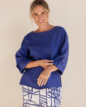 Load image into Gallery viewer, SEESAW - 3/4 Sleeve Linen Top - Denim
