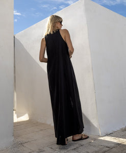 Aggel - Linen Blend Maxi Dress - Black