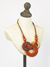 Load image into Gallery viewer, Suzie Blue - Statement Ring Necklace - Orange UJ6608
