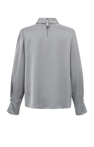 YAYA - Satin Blouse - Light Metal Grey