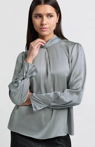 YAYA - Satin Blouse - Light Metal Grey