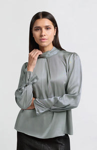 YAYA - Satin Blouse - Light Metal Grey