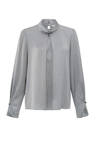 YAYA - Satin Blouse - Light Metal Grey