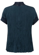 Load image into Gallery viewer, Yaya Plisse High Neck Top ~ Blueberry Blue
