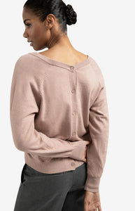 YAYA - Double V Neck Sweater - Blush Pink