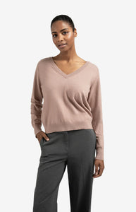 YAYA - Double V Neck Sweater - Blush Pink