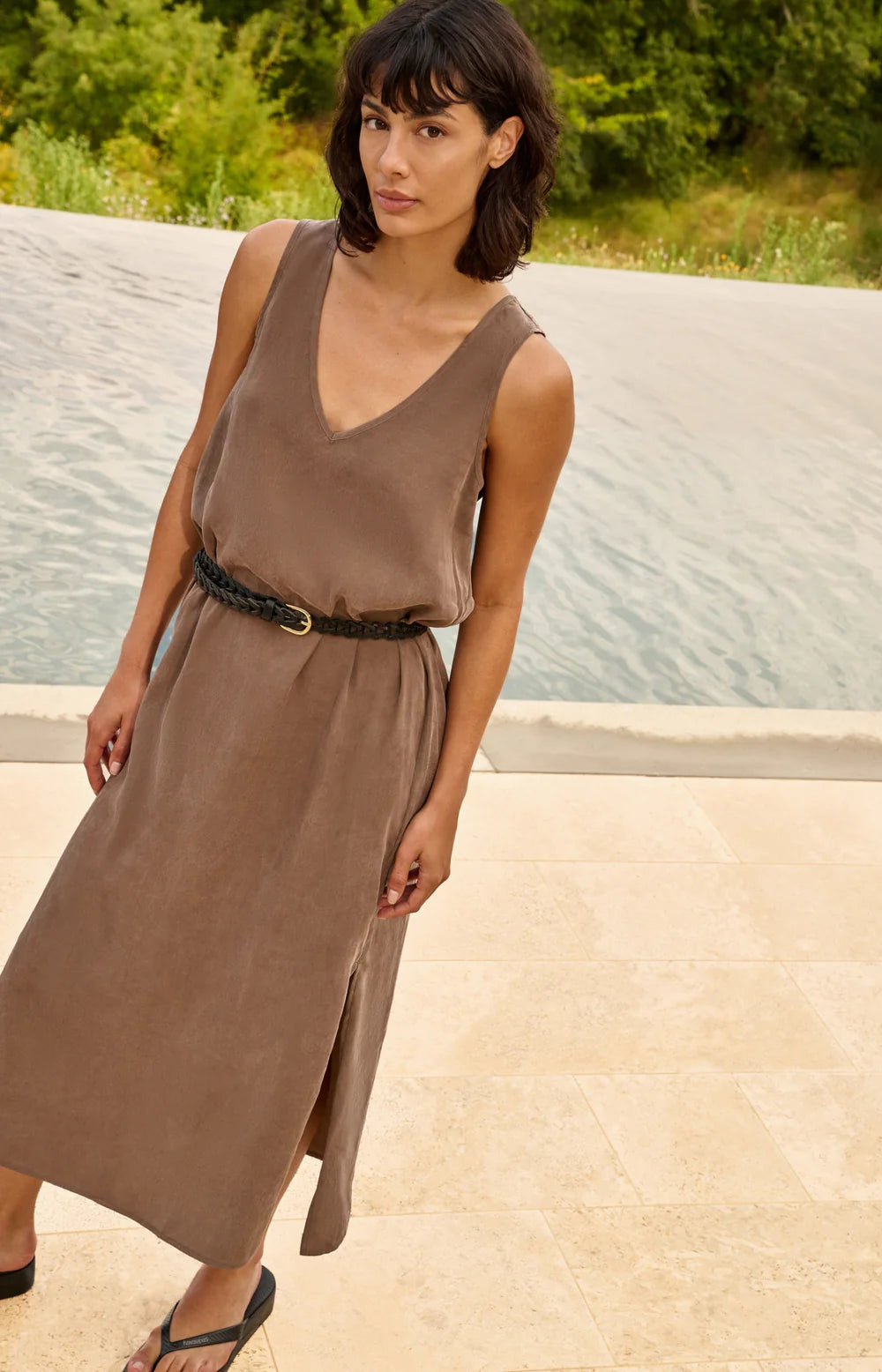 brown crinkle dress YAYA - with Texture Ladies dresses