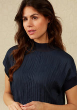 Load image into Gallery viewer, Yaya Plisse High Neck Top ~ Blueberry Blue
