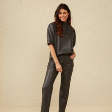 Load image into Gallery viewer, YAYA - Faux Leather Top ~ Pinstripe Grey
