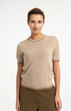 Load image into Gallery viewer, YAYA - Fine Knit Short Sleeve Sweater - Beige Melange
