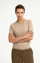 Load image into Gallery viewer, YAYA - Fine Knit Short Sleeve Sweater - Beige Melange

