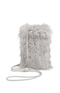 YAYA - Fluffy Phone Bag with Cord Strap - Light Grey