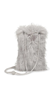 YAYA - Fluffy Phone Bag with Cord Strap - Light Grey