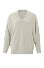 Load image into Gallery viewer, YAYA -  Fluffy V Neck Oversized Jumper ~ Pure Cashmere Brown
