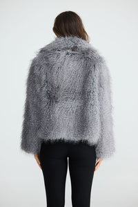 Brave & True - Bertoli Faux Fur Jacket - Grey Speckle