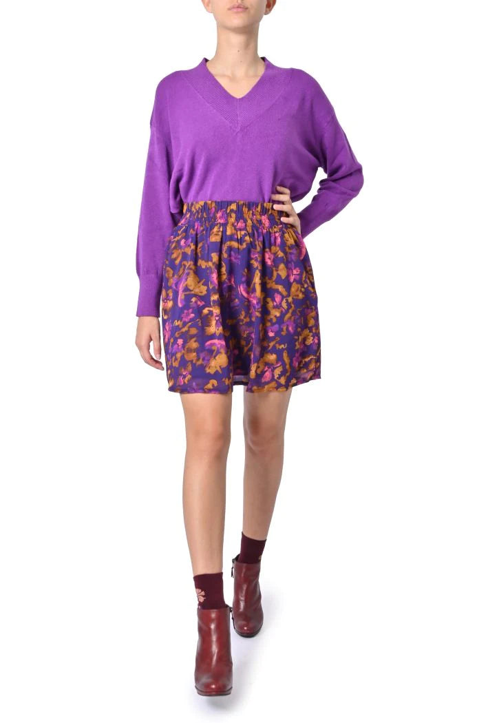 Ichi Pernilly Skirt ~ Purple Multi Flower