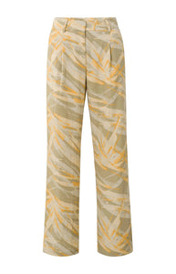 YAYA - Tailored Printed Pants - Light Green Dessin