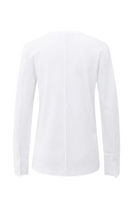 YAYA - Jersey Top with Woven Cuff - Pure White