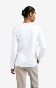 YAYA - Jersey Top with Woven Cuff - Pure White